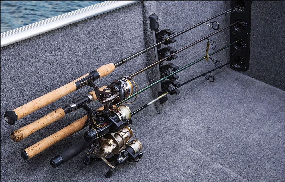 transporting fishing rods on a boat